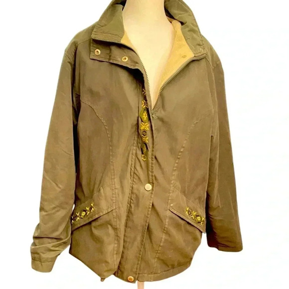 Vintage Northern Sun Canada Olive Green Lined Jacket Coat Size L Fall Winter - Picture 3 of 15